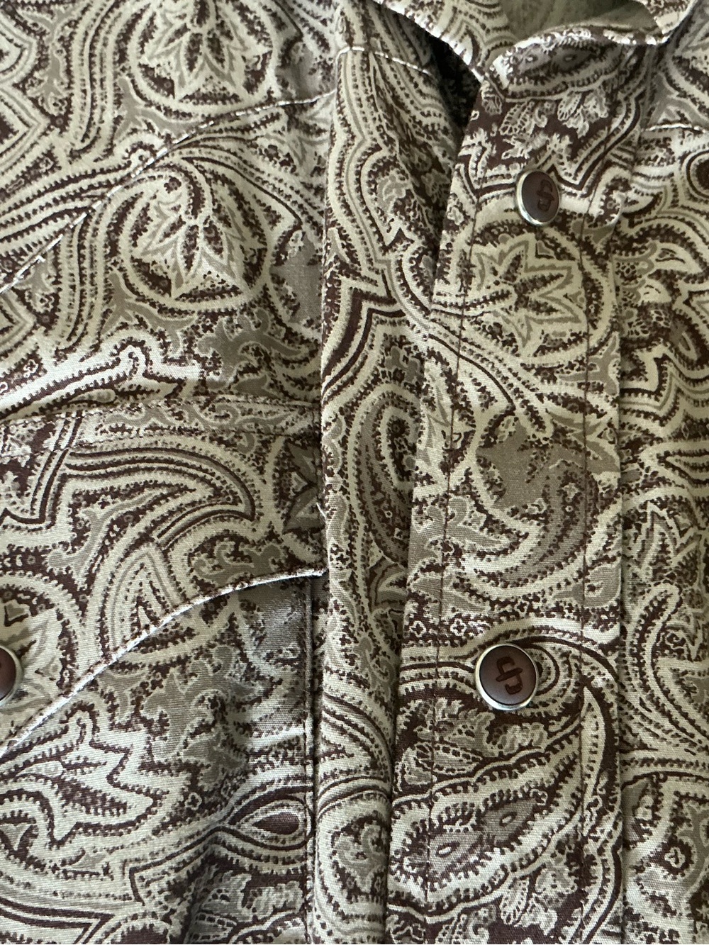 Stetson Beige and Brown Paisley Button-Front Casual Shirt
